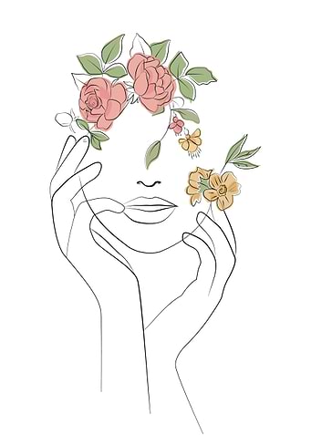 Modern Flowers Woman Art