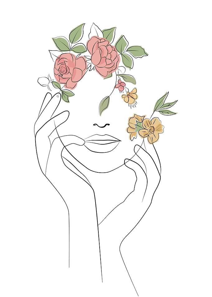 Modern Flowers Woman Art