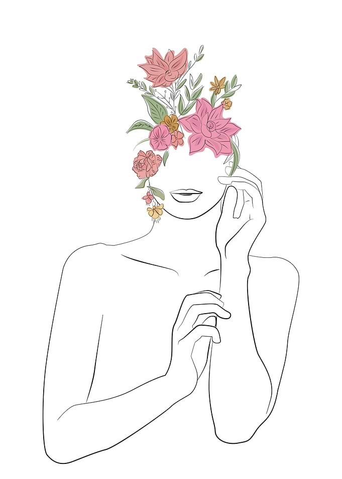 Modern Flowers Woman Art