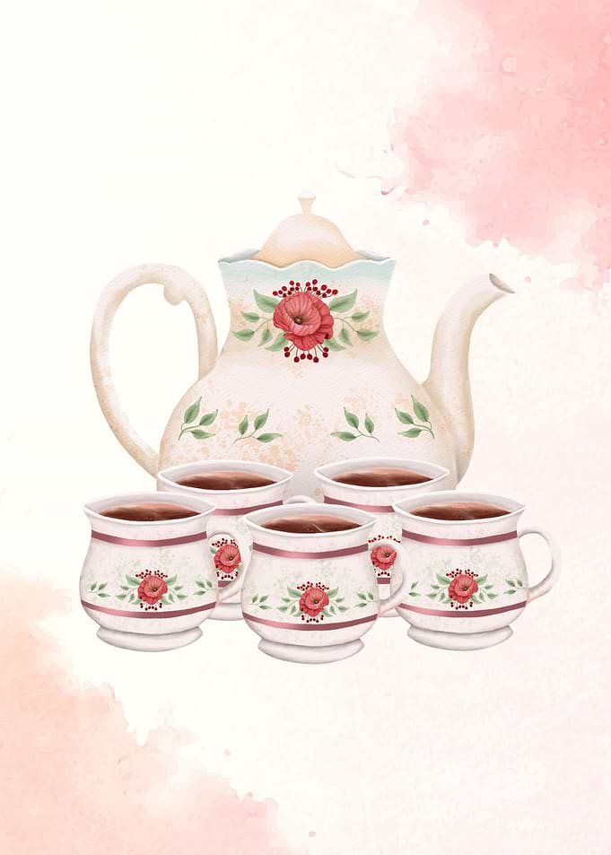 Tea Set Watercolor