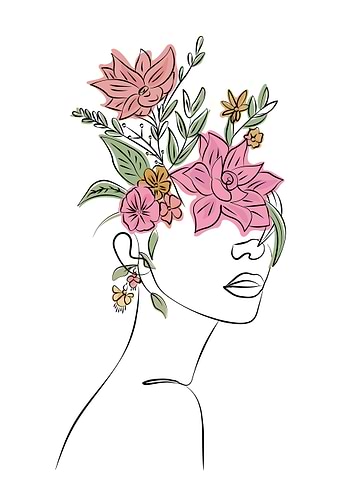 Modern Flowers Woman Art
