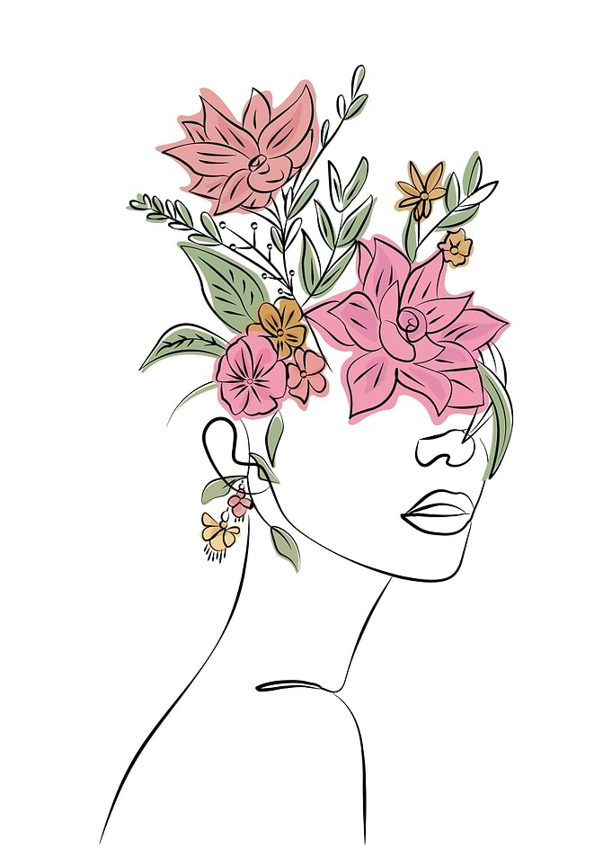 Modern Flowers Woman Art