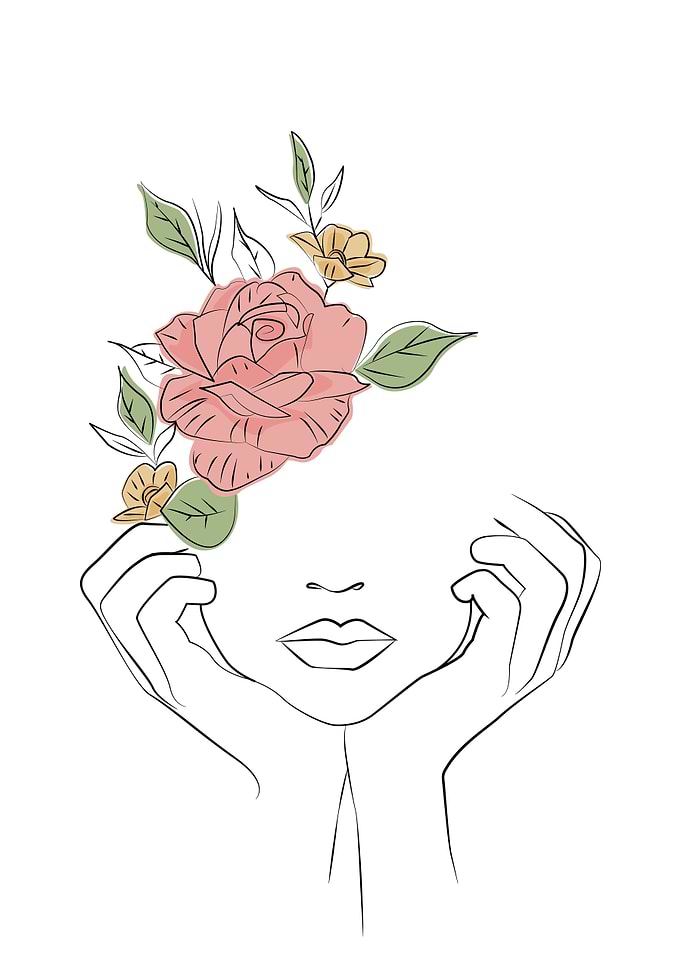 Modern Flowers Woman Art