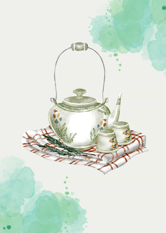 Tea Set Watercolor