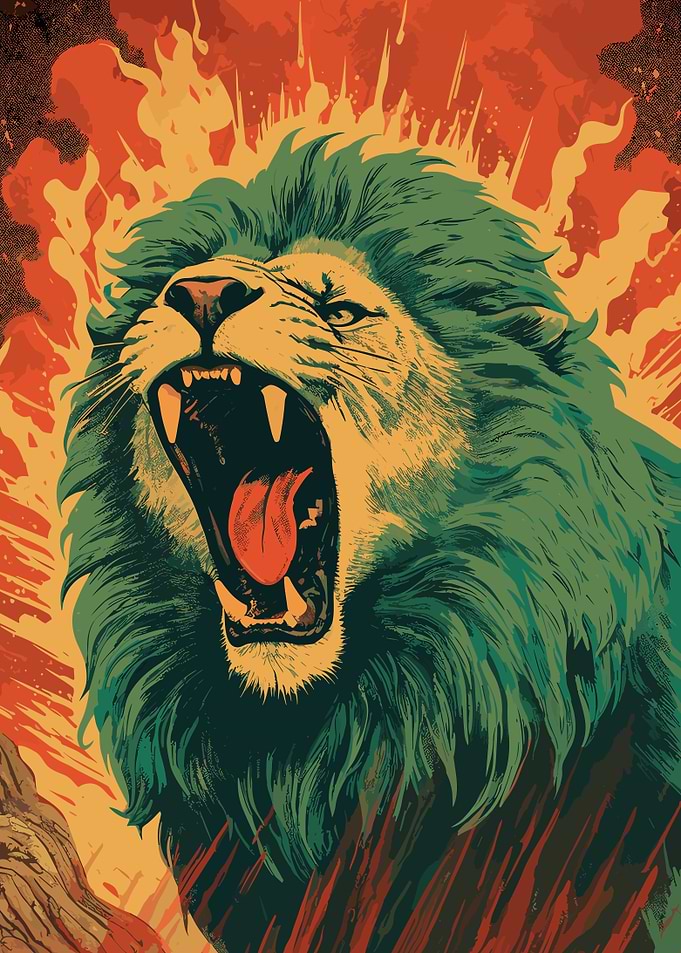 Wild Lion Vintage Look