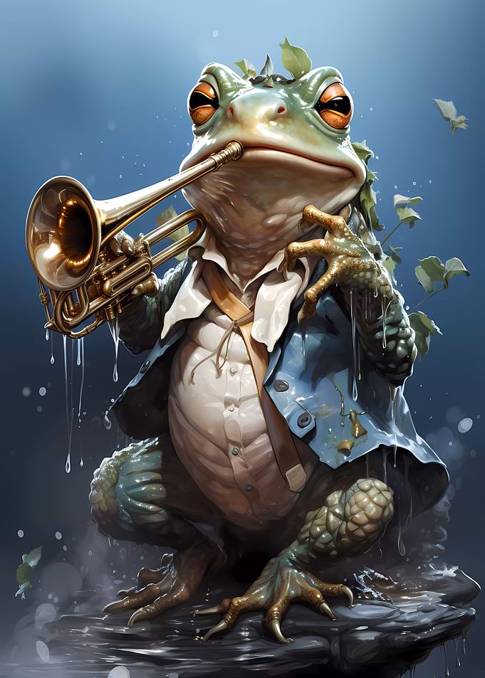 Frog Playing Trumpet