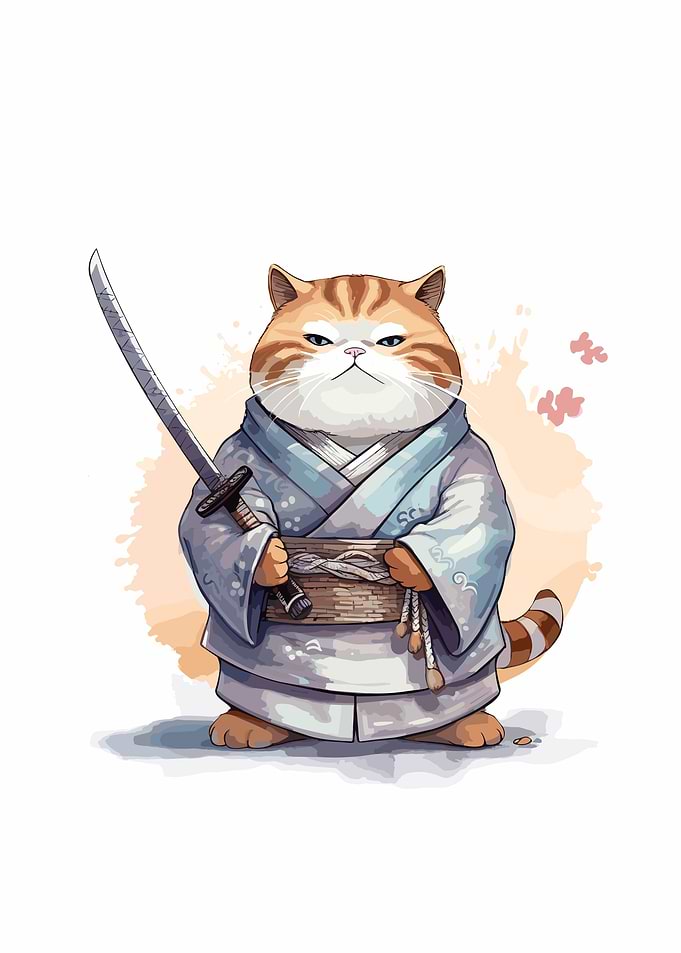 cat samurai japan