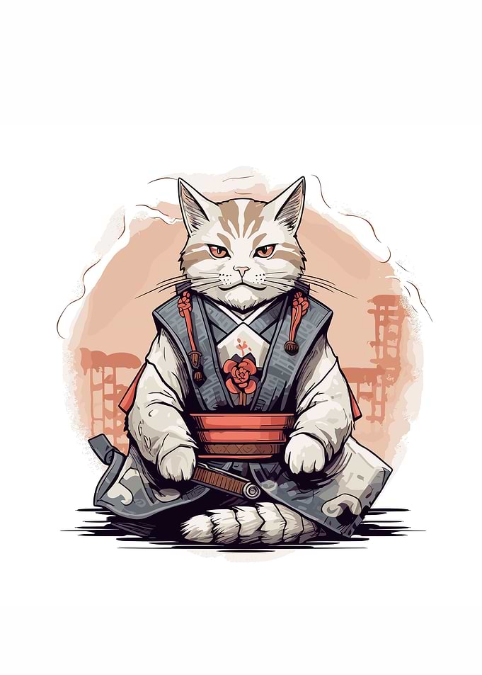 cat samurai japan