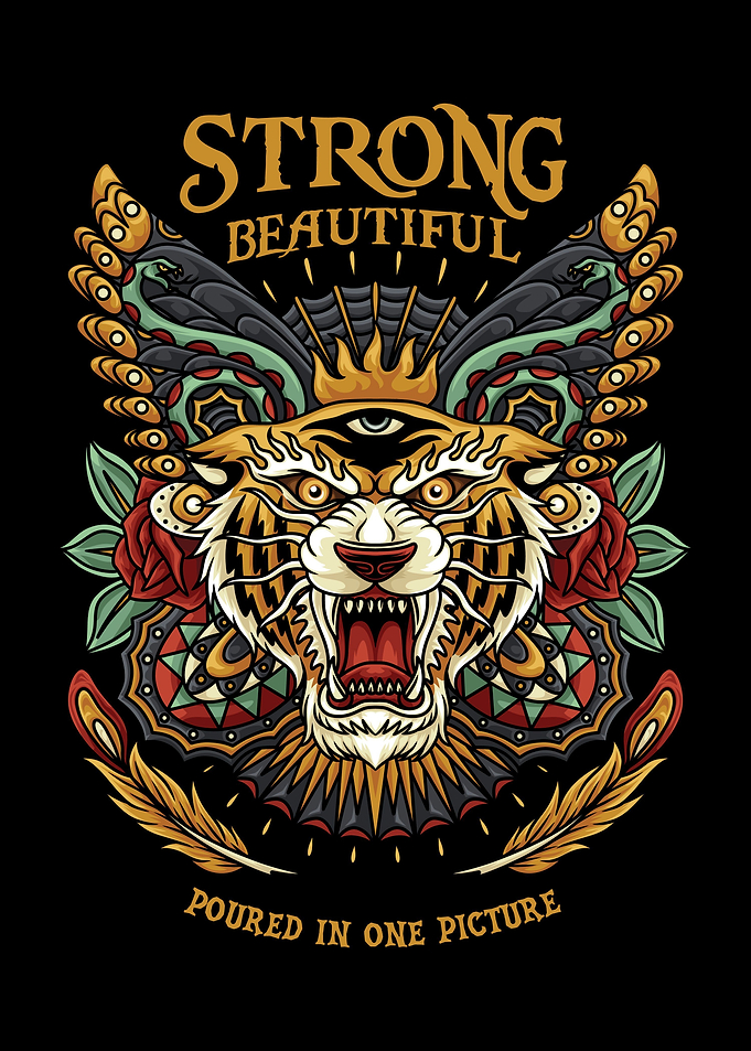 Tiger Butterfy Trad Text