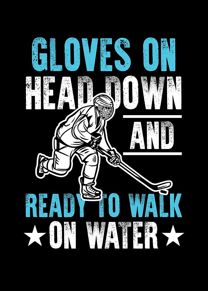 Ice Hockey Gloves On