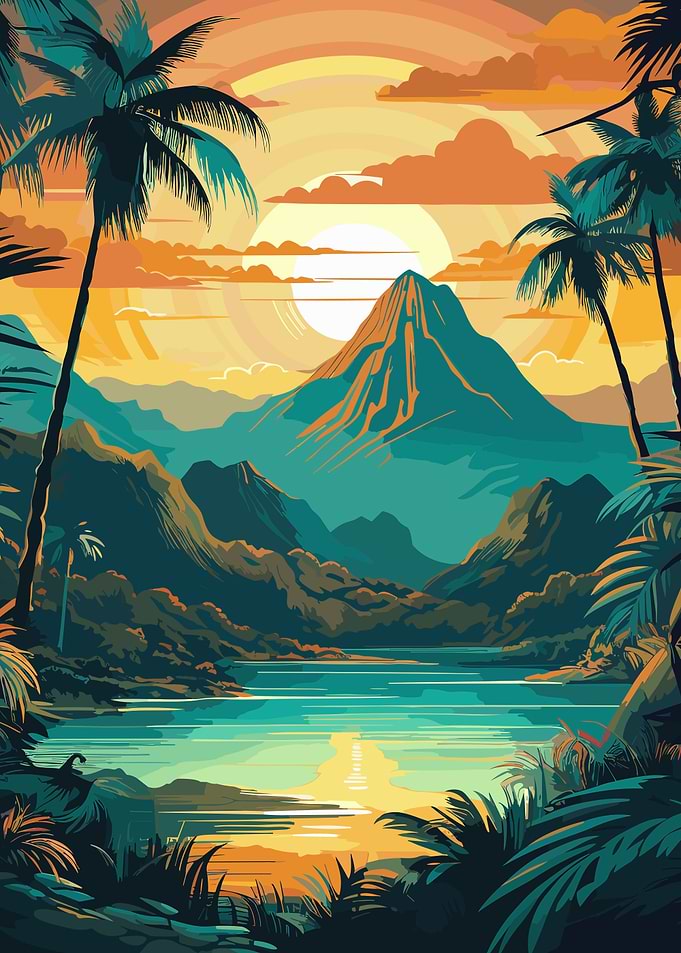 Rainforest Mountain Sunset