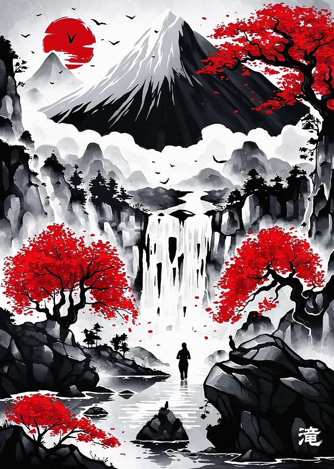 Japanese Waterfall Ink