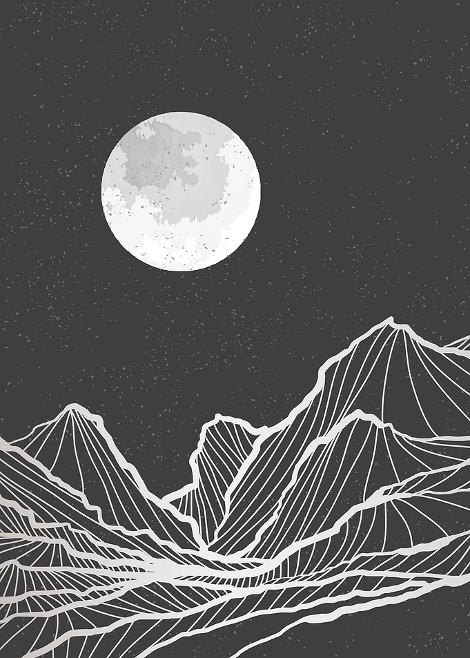 abstract mountain line art