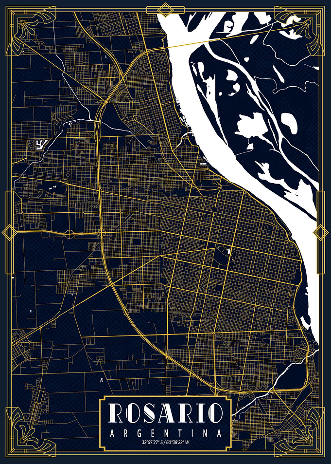 Rosario City Map Gold
