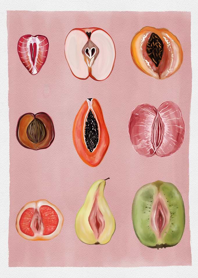 Sliced Feminine Fruit Sign