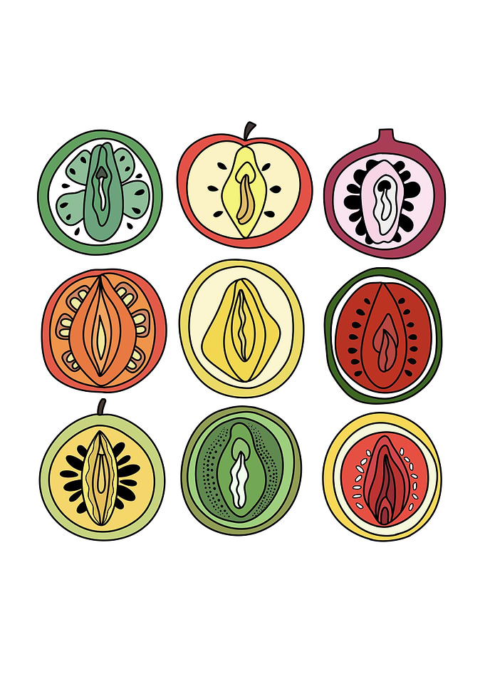 Sliced Feminine Fruit Sign