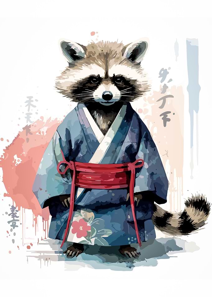 baby raccoon samurai