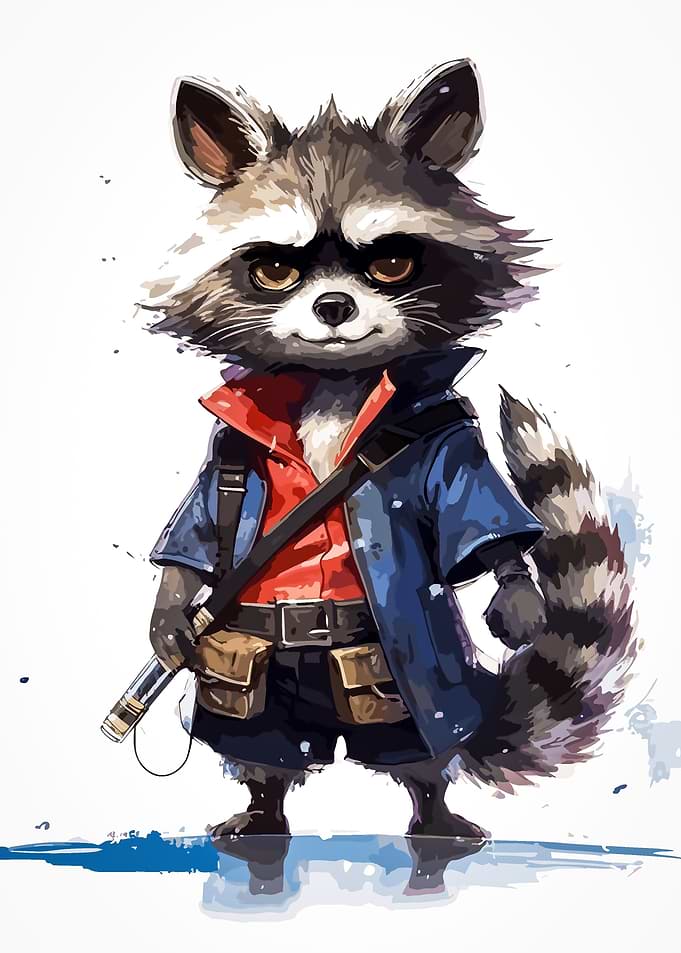 baby raccoon samurai
