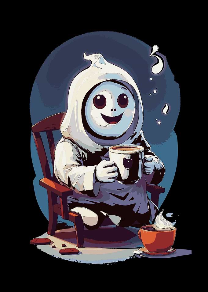 Ghost Drinking Coffee