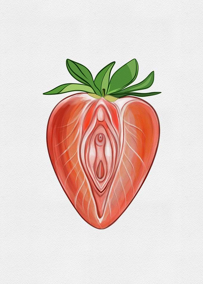Sliced Feminine Fruit Sign