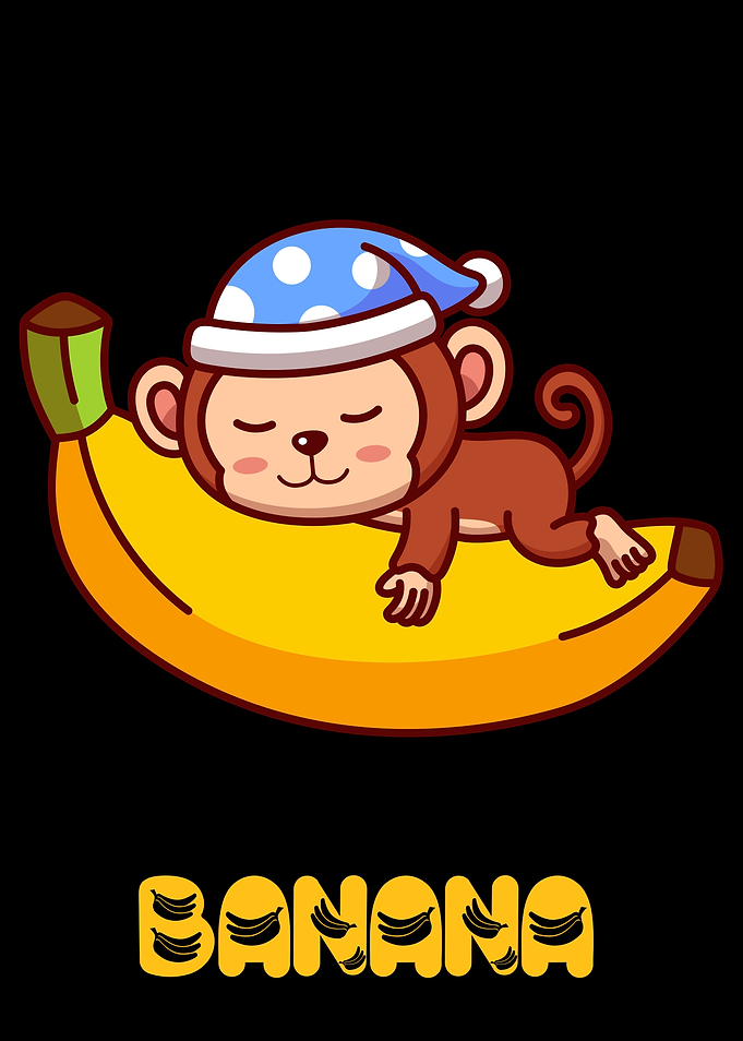banana and monkey swiming