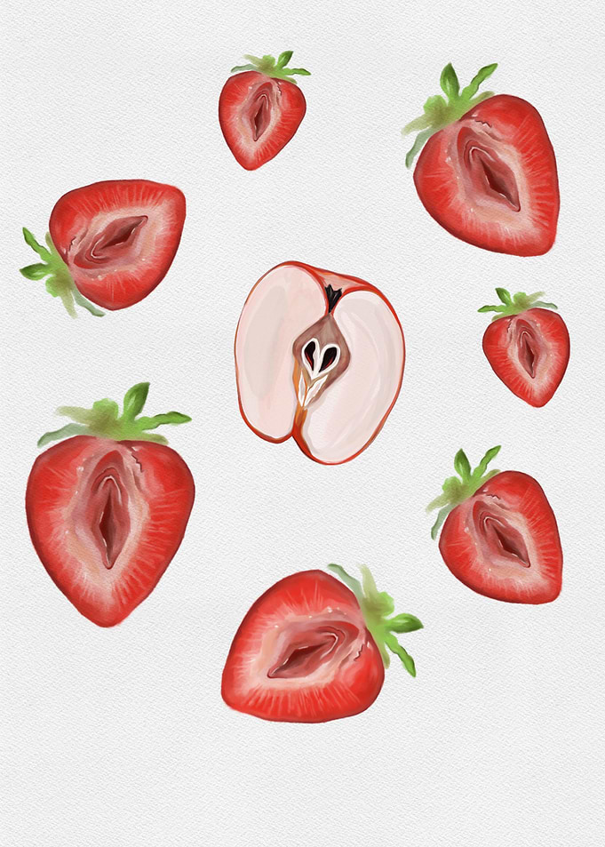 Sliced Feminine Fruit Sign