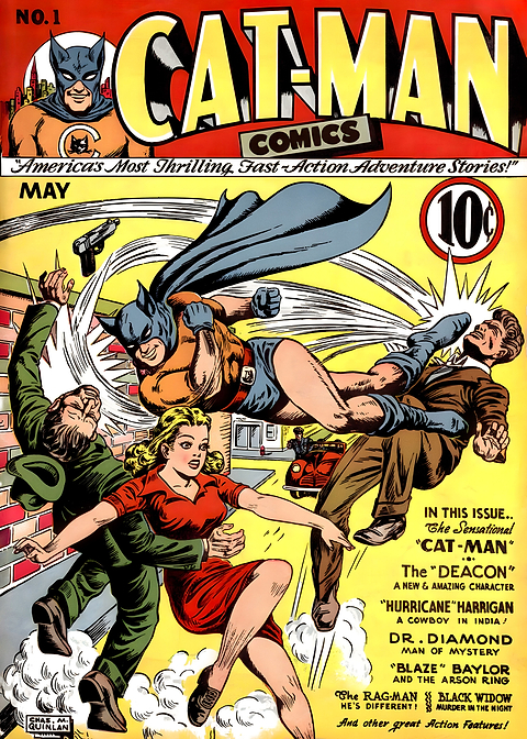 Cat Man Comic No 1 — golden age comic art on metal