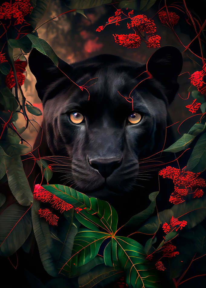 Black panther red flowers