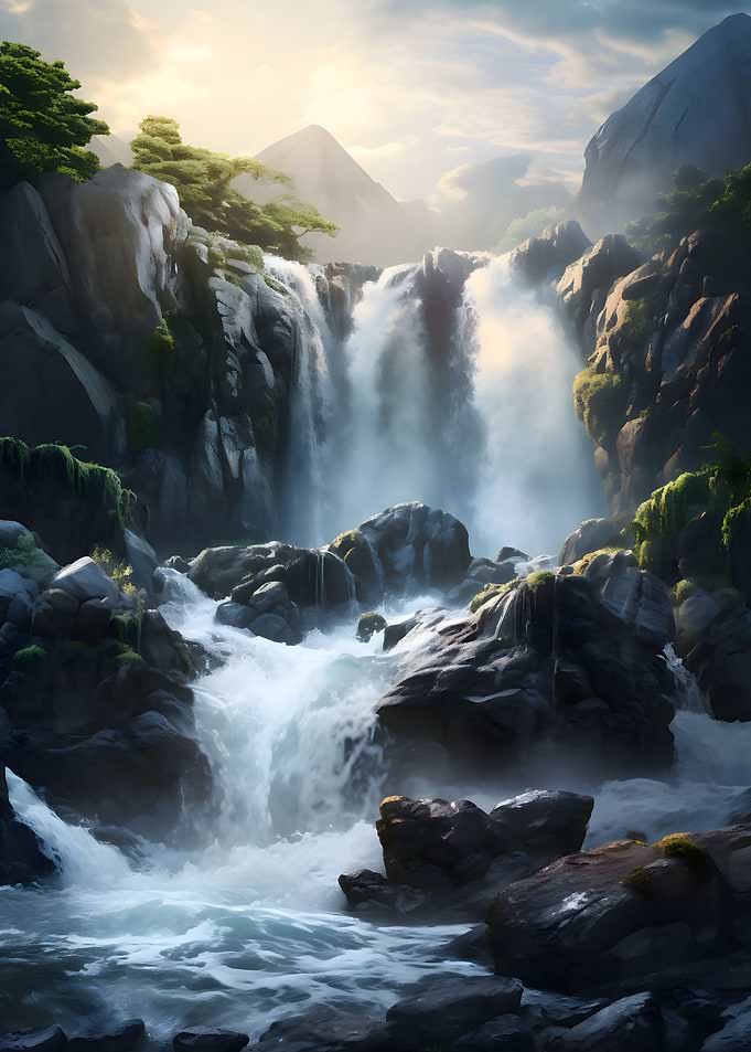 Mountain Waterfall Nature