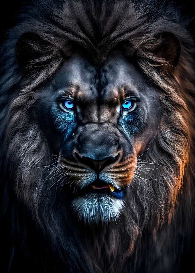 black lion blue eyes art