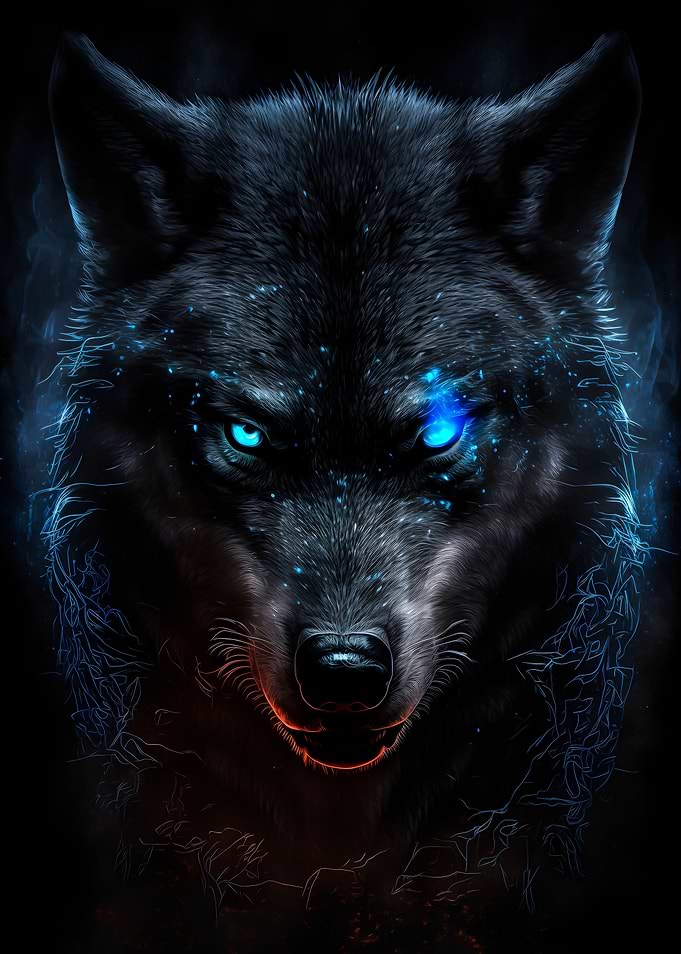 angry Wolf blue eyes art