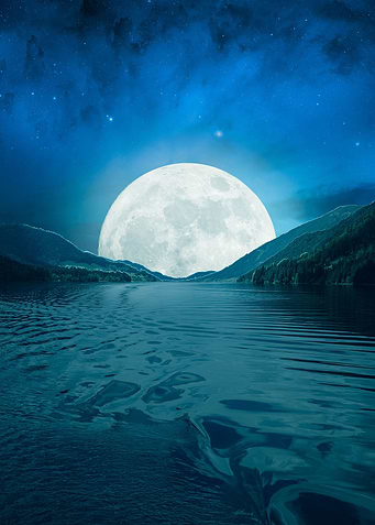 Moon over a lake