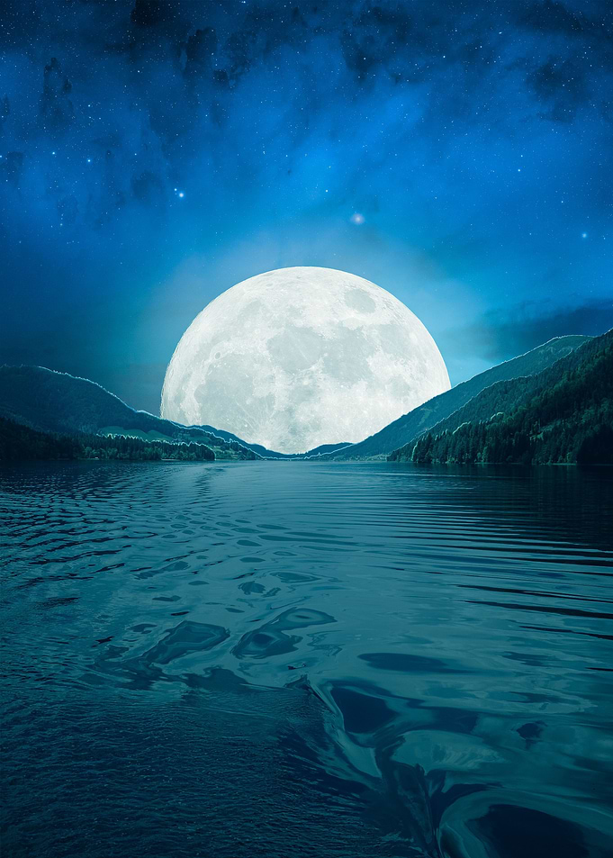 Moon over a lake