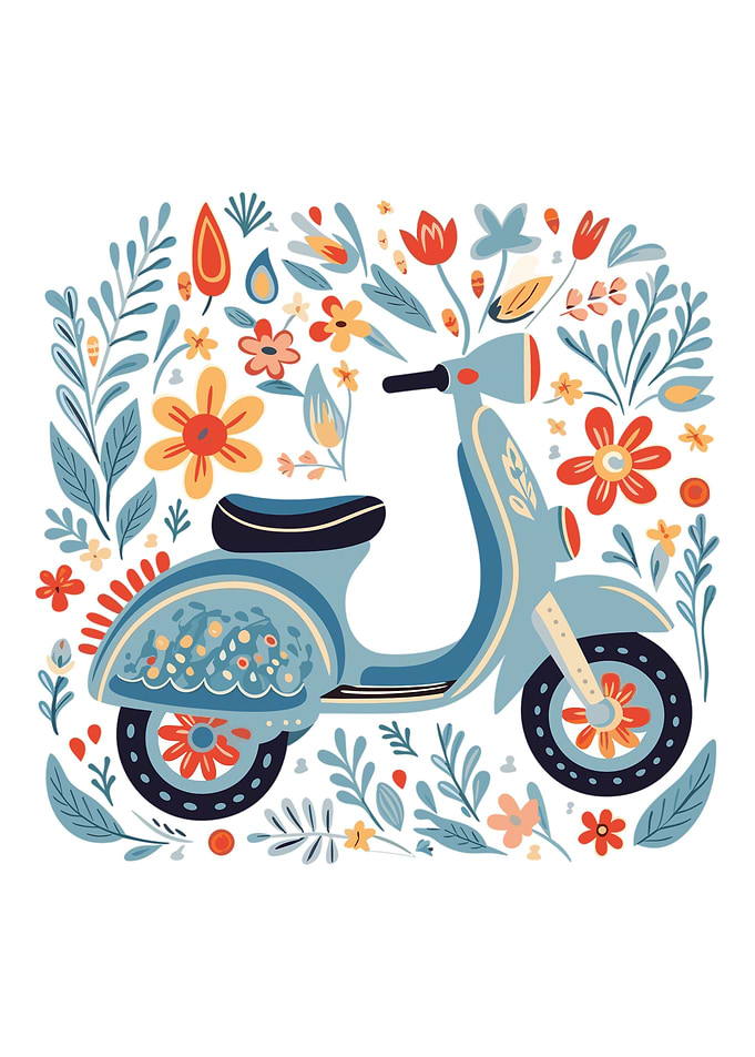 floral and scooter