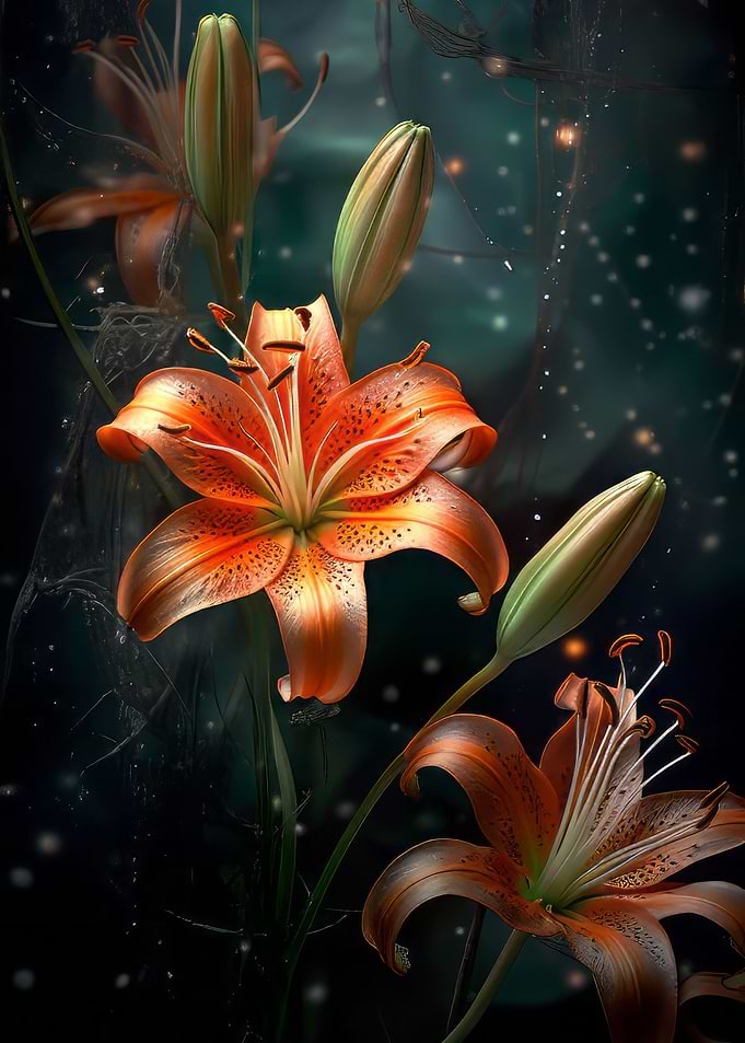 Orange Lilies in Bloom