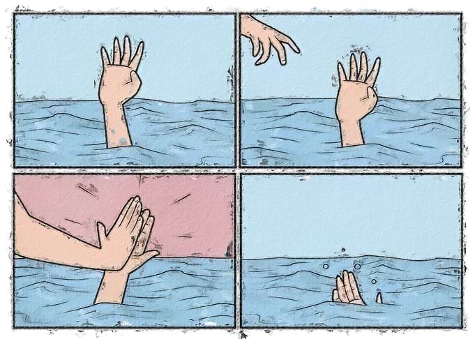 Drowning High Five Meme
