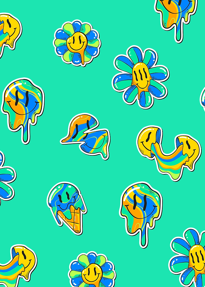 Teal Smiley Trippy