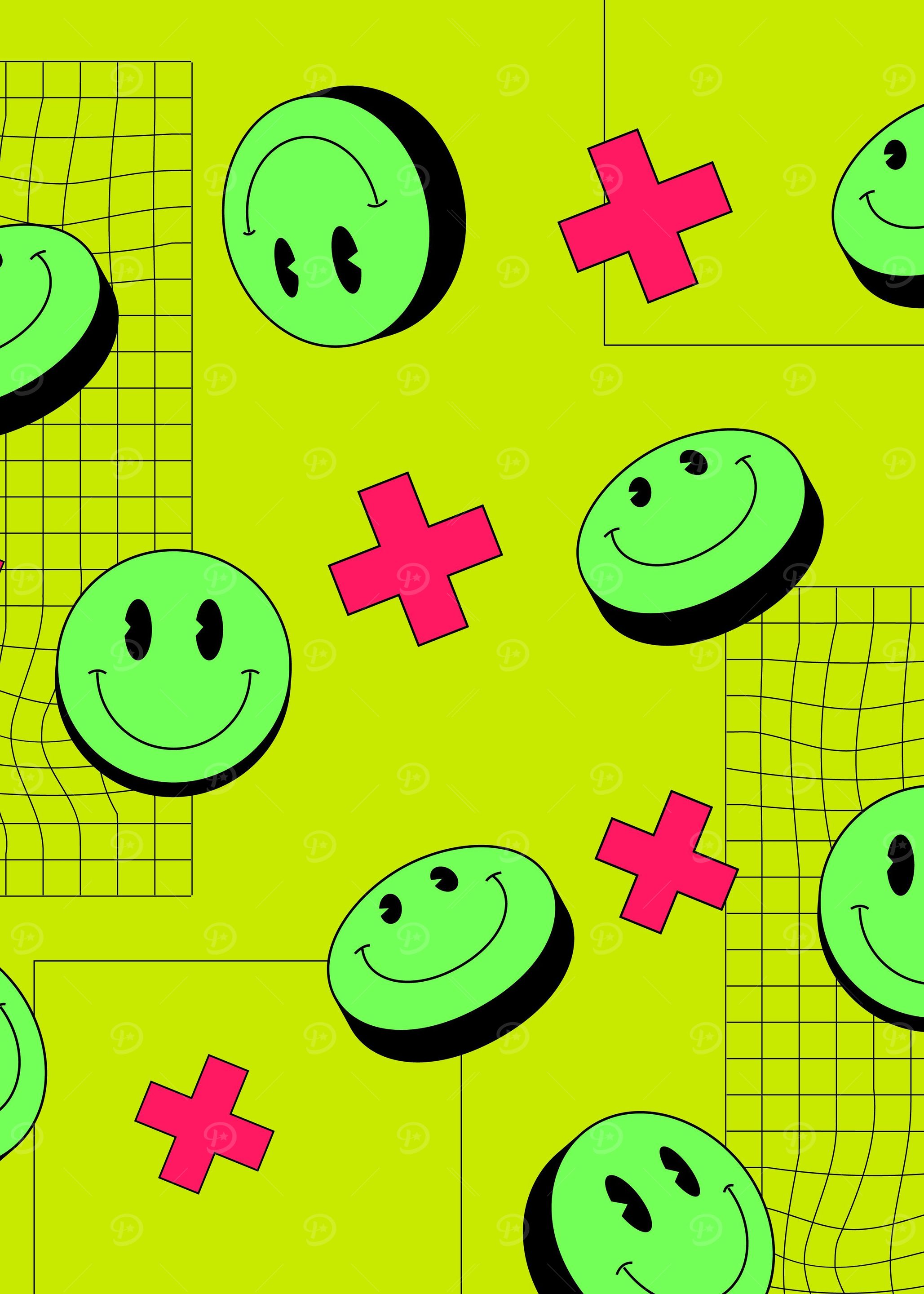 Neon Green Smiley Groovy