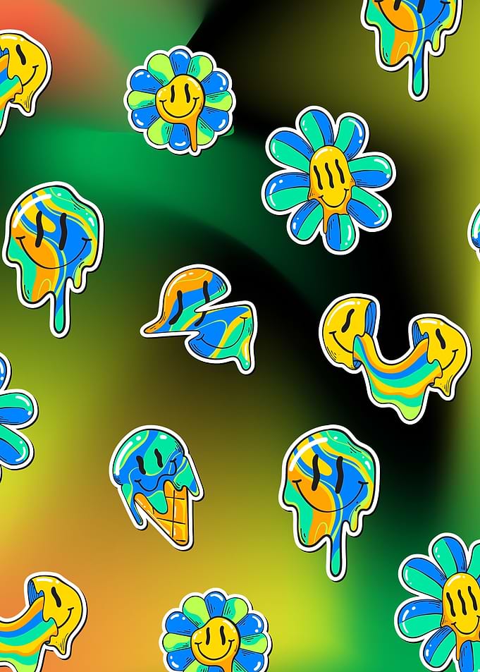 Psychedelic Smiley Green