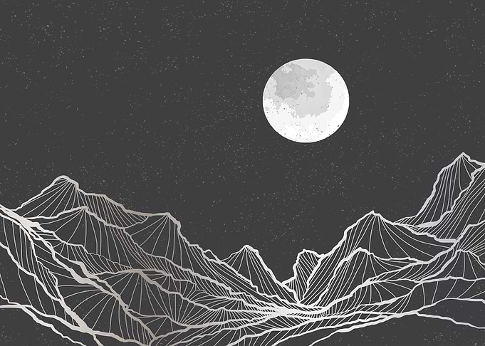 Abstract mountain line art