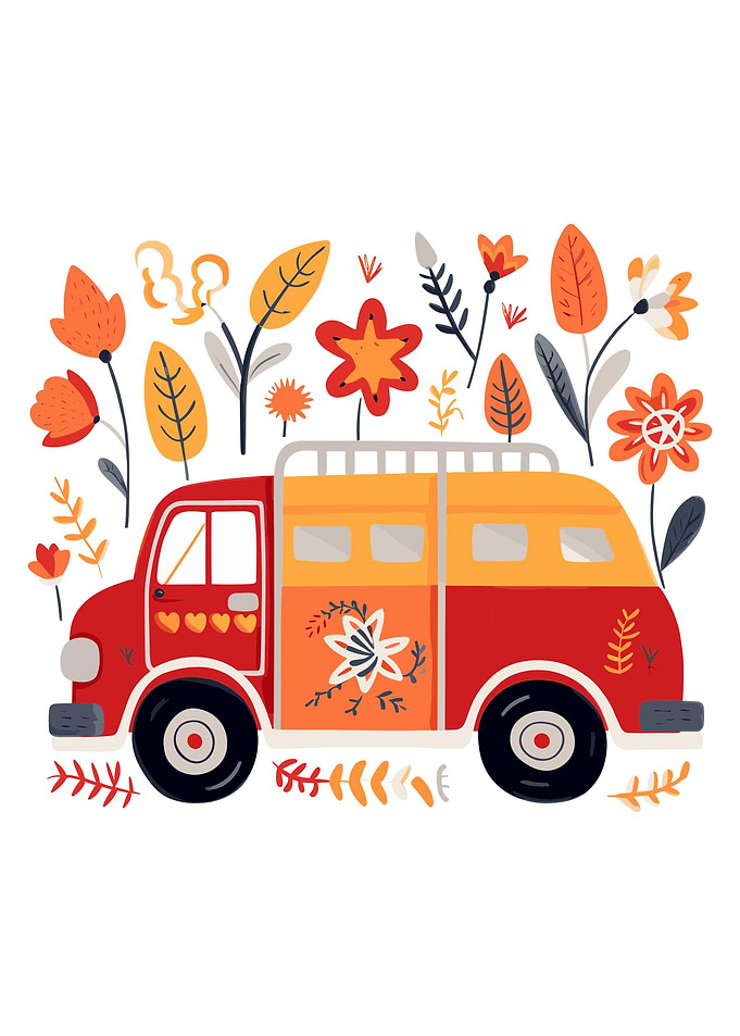 cute boho fire engine