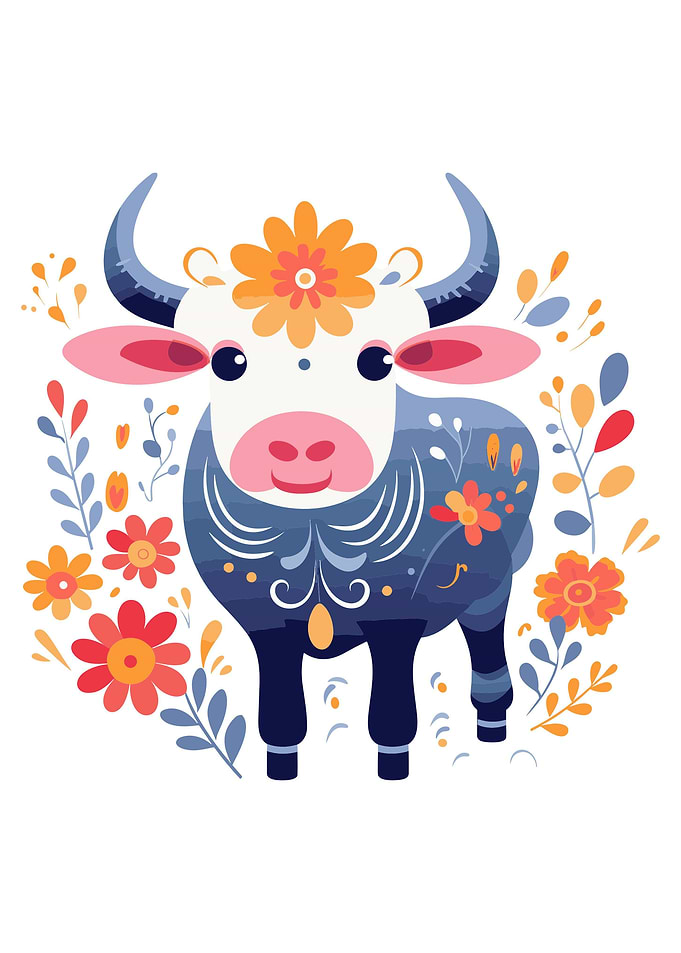 Cute Bull Boho Style