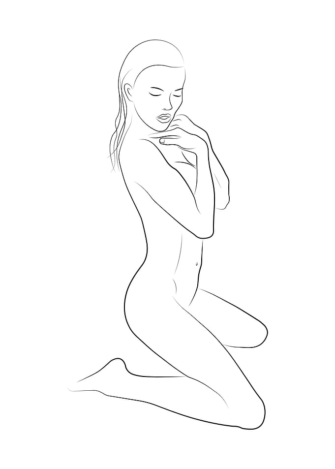 Sexy Woman Girl Line Art