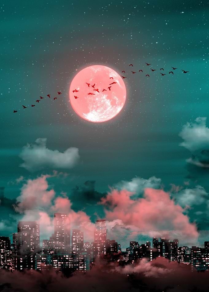 Red moon in the sky