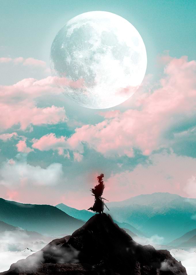 Samurai in the moonlight