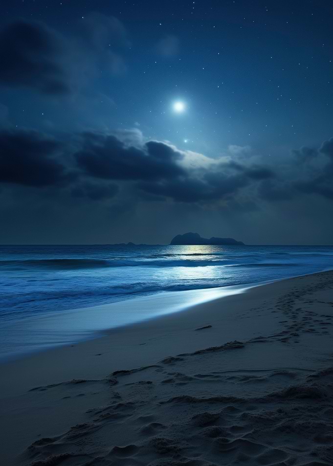 Night Beach Moon