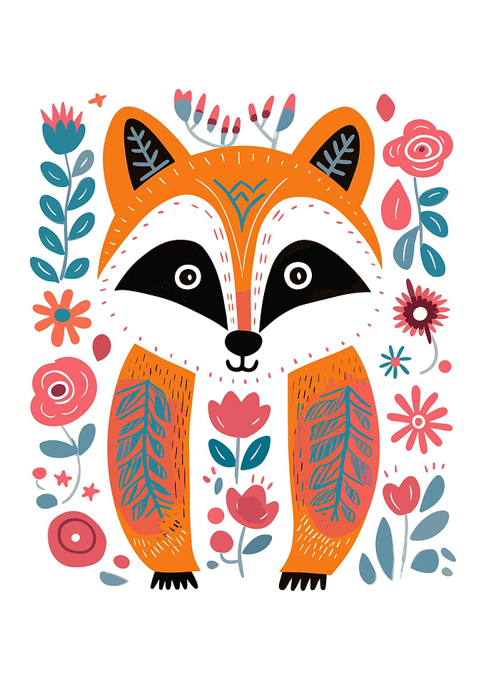 Cute Raccoon Boho Style