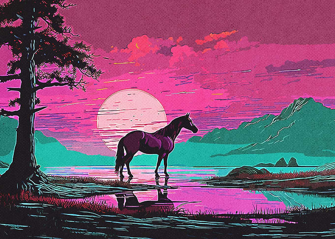 Vintage Horse in Forest