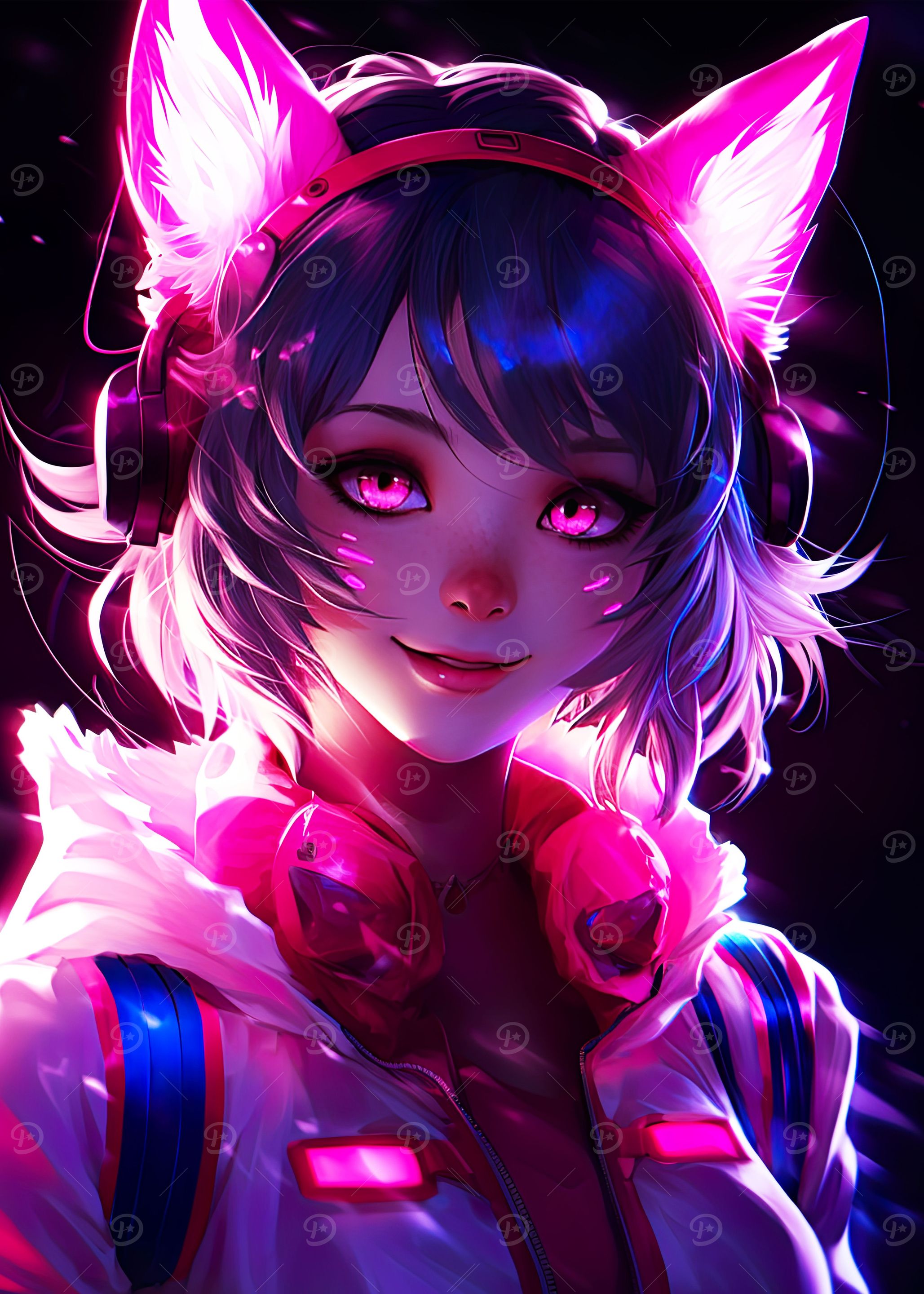 Catgirl Blue Neon cat ears