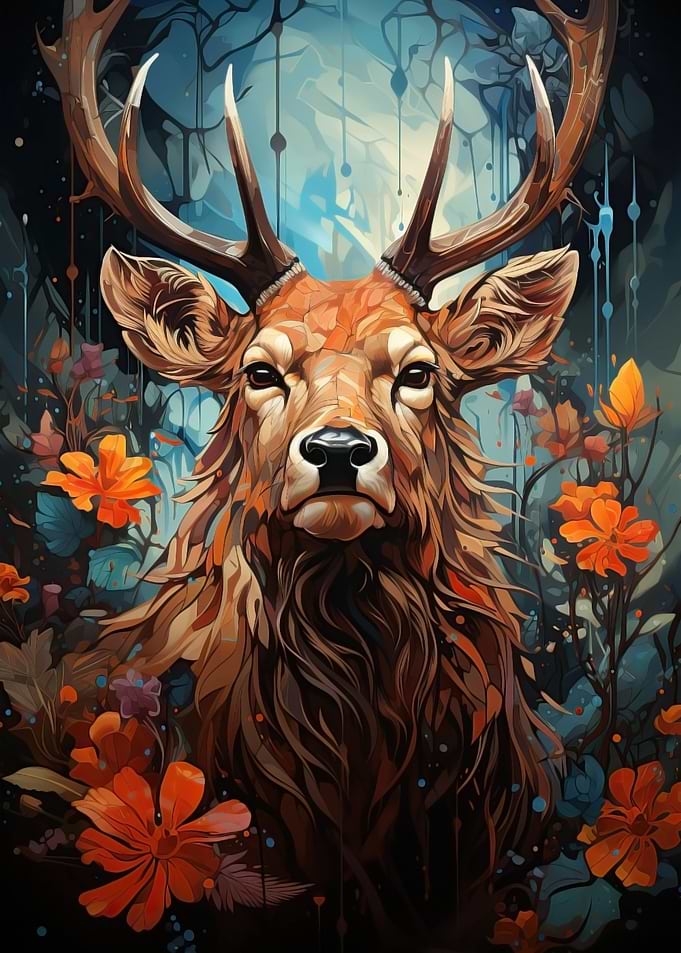 deer colorful tones